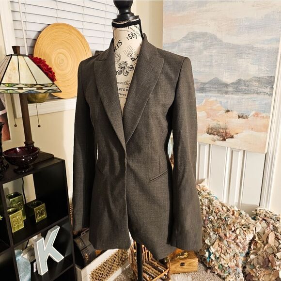 Zara Woman Dark Grey Business Casual One Button Contemporary Blazer Jacket. - Picture 8 of 13